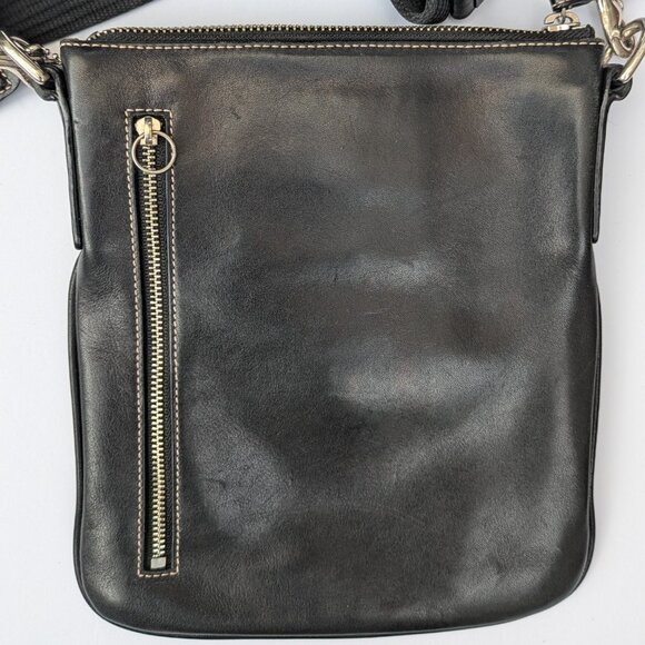 Vintage Coach Black Leather Hamilton Crossbody Bag with Buckle Front Pocket - Picture 5 of 7